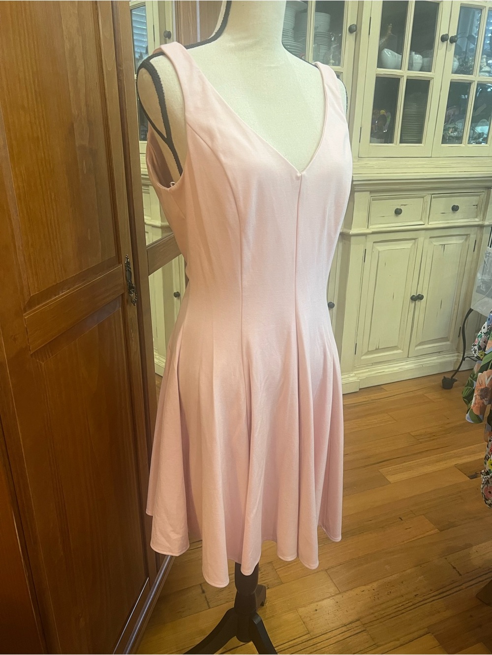 gb. X Amanda Uprichard Light Pink Sleeveless V-Neck Fit & Flare Dress - Picture 2 of 6